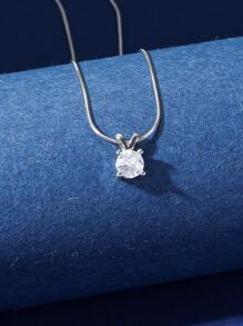 Hihho 1pc Fashion Stainless Steel Cubic Zirconia Pendant Necklace For Women For Daily Decoration - Silver - View 4