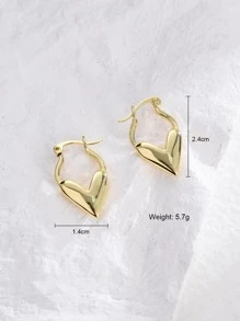 1雙時尚愛心設計圓耳環適合女士適用於禮品 - 金黃色 - 查看 6