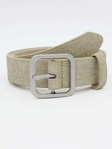 方形扣皮帶 - 米色 - 查看 1