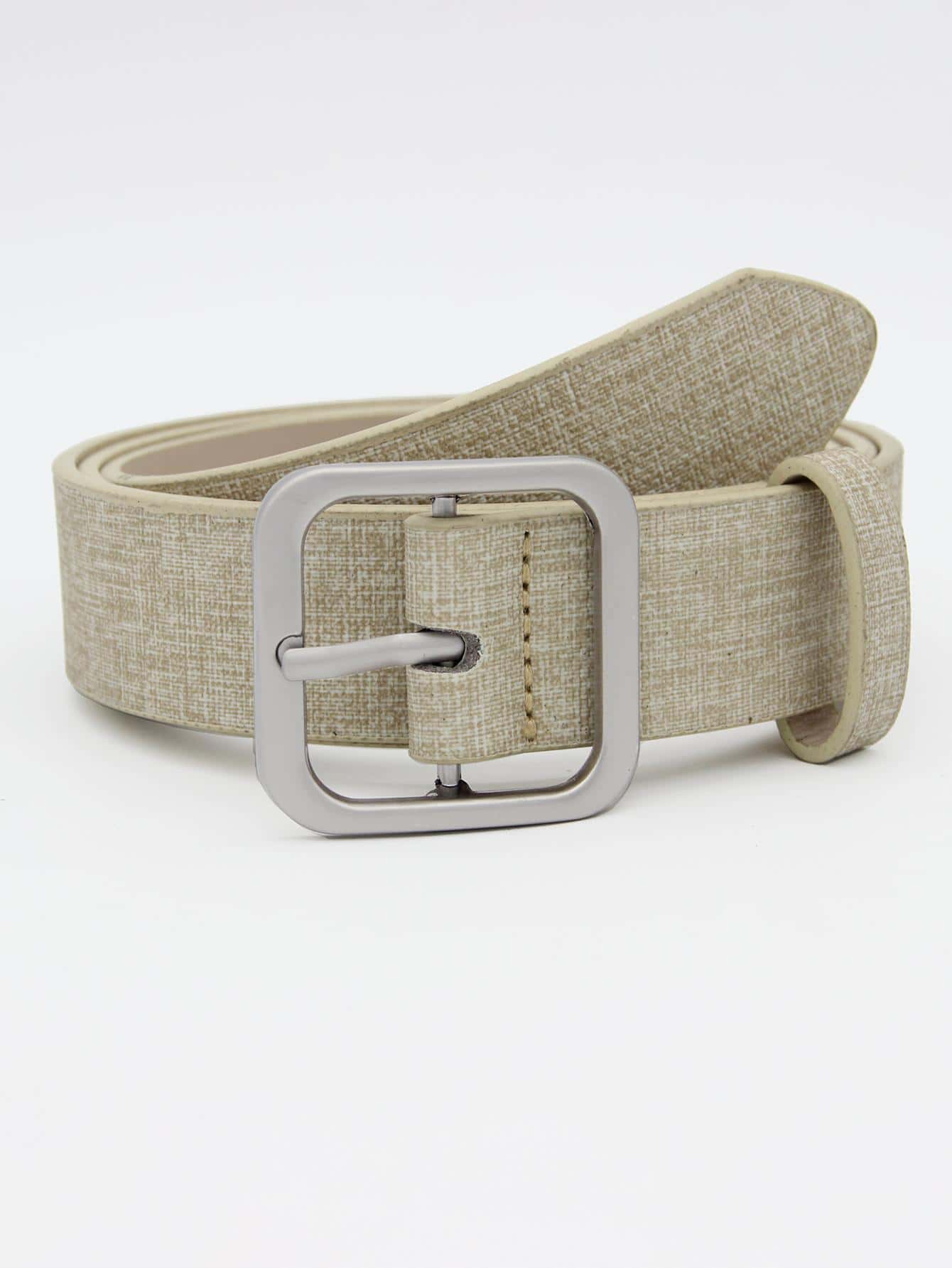 方形扣皮帶 - 米色 - 查看 1