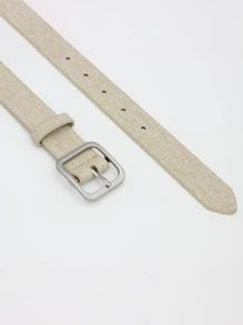 方形扣皮帶 - 米色 - 查看 4