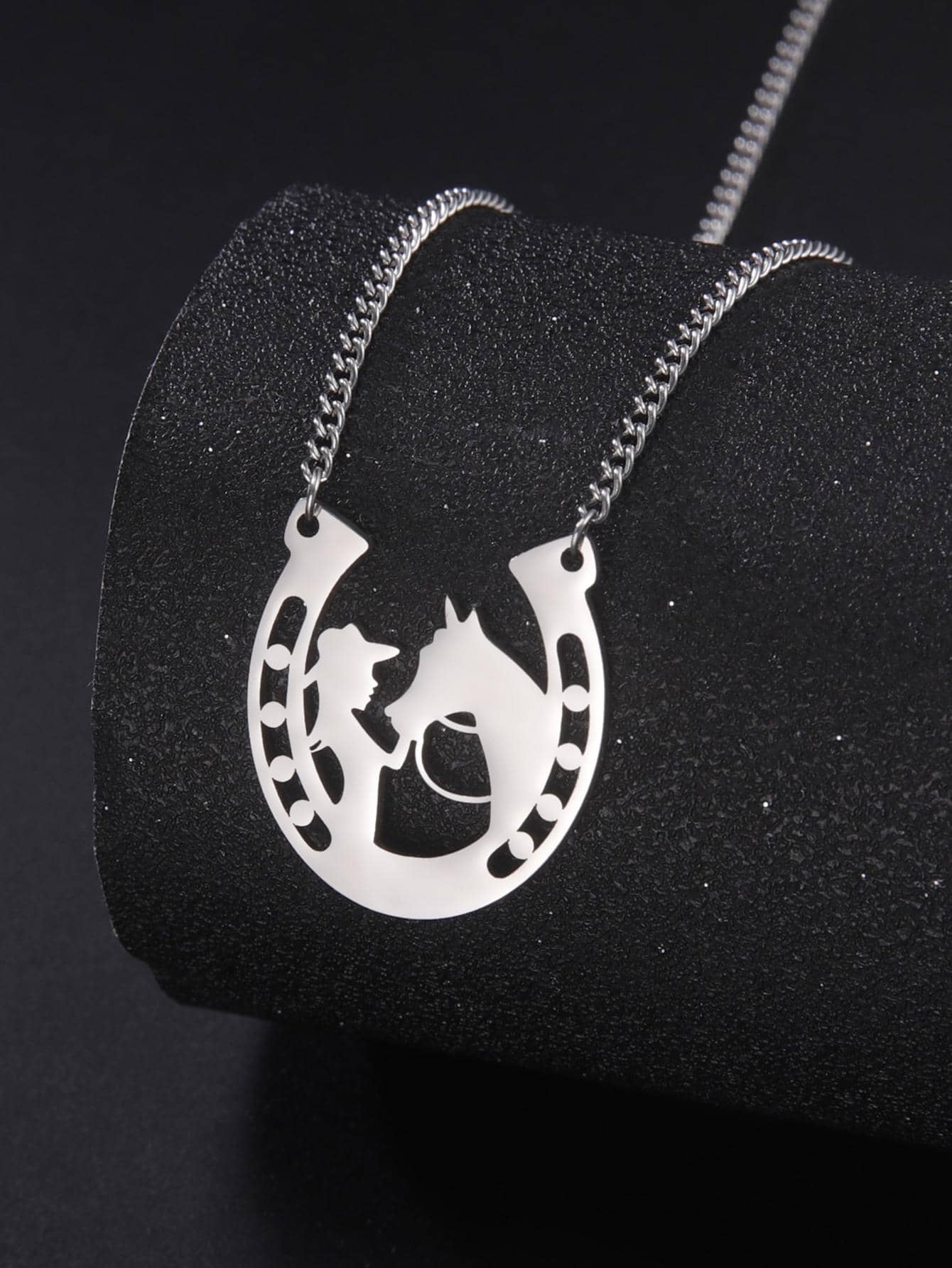 1 Thép Không Gỉ Thời Trang Hình Chi Tiết Móng Ngựa Vòng Cổ Cho Nữ Cho Quà Tặng - Bạc - Xem 1