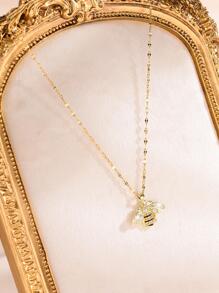 1pc Exquisite Rhinestone Bee Charm Necklace For Women For Daily Decoration