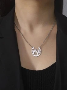 1 Thép Không Gỉ Thời Trang Hình Chi Tiết Móng Ngựa Vòng Cổ Cho Nữ Cho Quà Tặng - Bạc - Xem 4