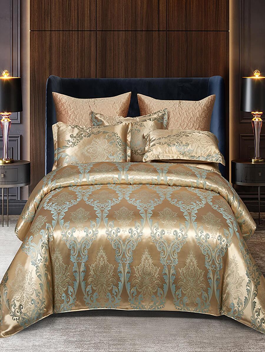 Jacquard Duvet Cover Set Without Filler - Blue - View 1