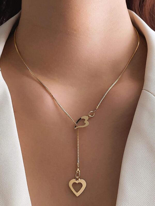 Heart Charm Y Lariat Necklace SHEIN UK