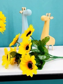 1入組人造向日葵花束 - 彩色 - 查看 4