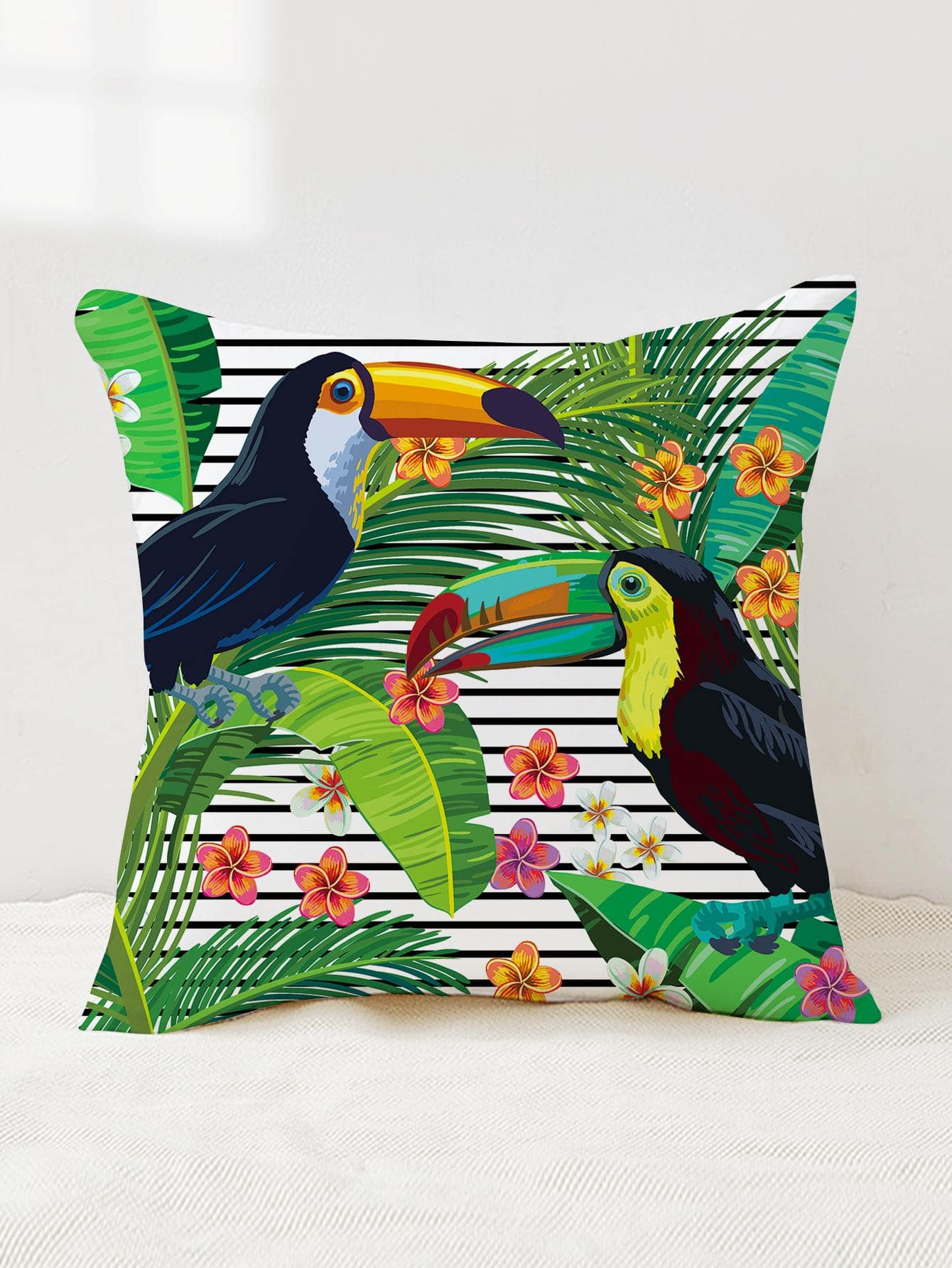 1入組熱帶圖案靠墊套不附帶現代絨布抱枕適用於客廳 - 彩色 - 查看 1