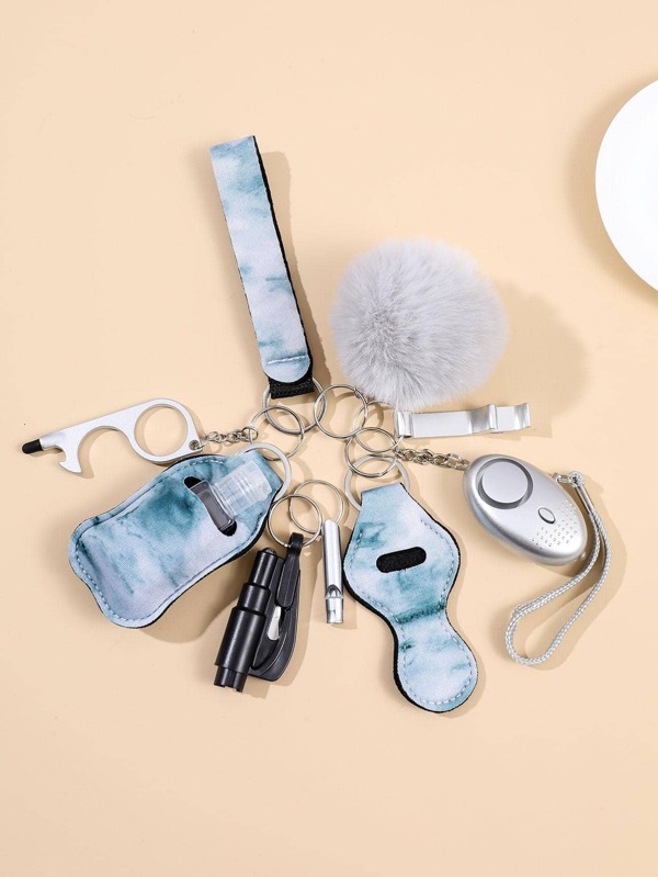 9pcs Graphic Multifunctional Keychain