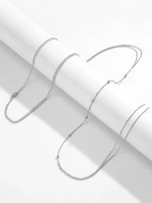 1入組女士珠子裝飾時尚身體鏈適用於度假 - 銀色 - 查看 2