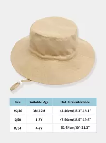 1pc Kids Solid Color Adjustable Size Sun Visor Hat, For Outdoor UV Ion On Vacation - Khaki - View 3