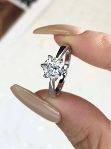 Newsoul 1pc 925 Sterling Silver 0.5ct 1ct 2ct Real Moissanite Rhinestone Ring Engagement Wedding Rings For Women Luxury Quality Jewelry Bridal Jewelry - Silver - View 7