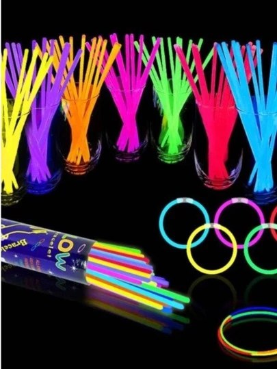 100 PULSERA NEON GLOW Luminosa flourecente Fiesta Boda Batucada