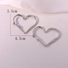 愛心設計耳夾 - 銀色 - 查看 5