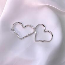 愛心設計耳夾 - 銀色 - 查看 1