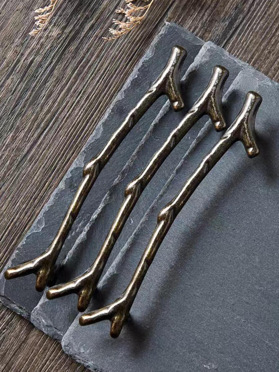 1入組鋅合金櫥櫃極簡風格樹枝設計櫥櫃門把手適用於家用的 - 銅色 - 查看 1