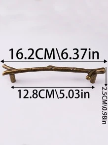 1入組鋅合金櫥櫃極簡風格樹枝設計櫥櫃門把手適用於家用的 - 銅色 - 查看 3