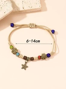 1pc Vintage Porcelain Star Charm Bead Decor String Bracelet For Women For Daily Decoration