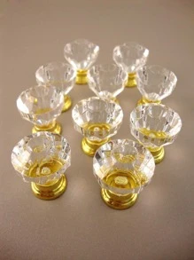 10 Cái/bộ PMMA Tủ Núm Tối Giản Giả Pha Lê Thiết Kế Tay Nắm Cửa Tủ Cho Hộ Gia Đình - Vàng - Xem 1