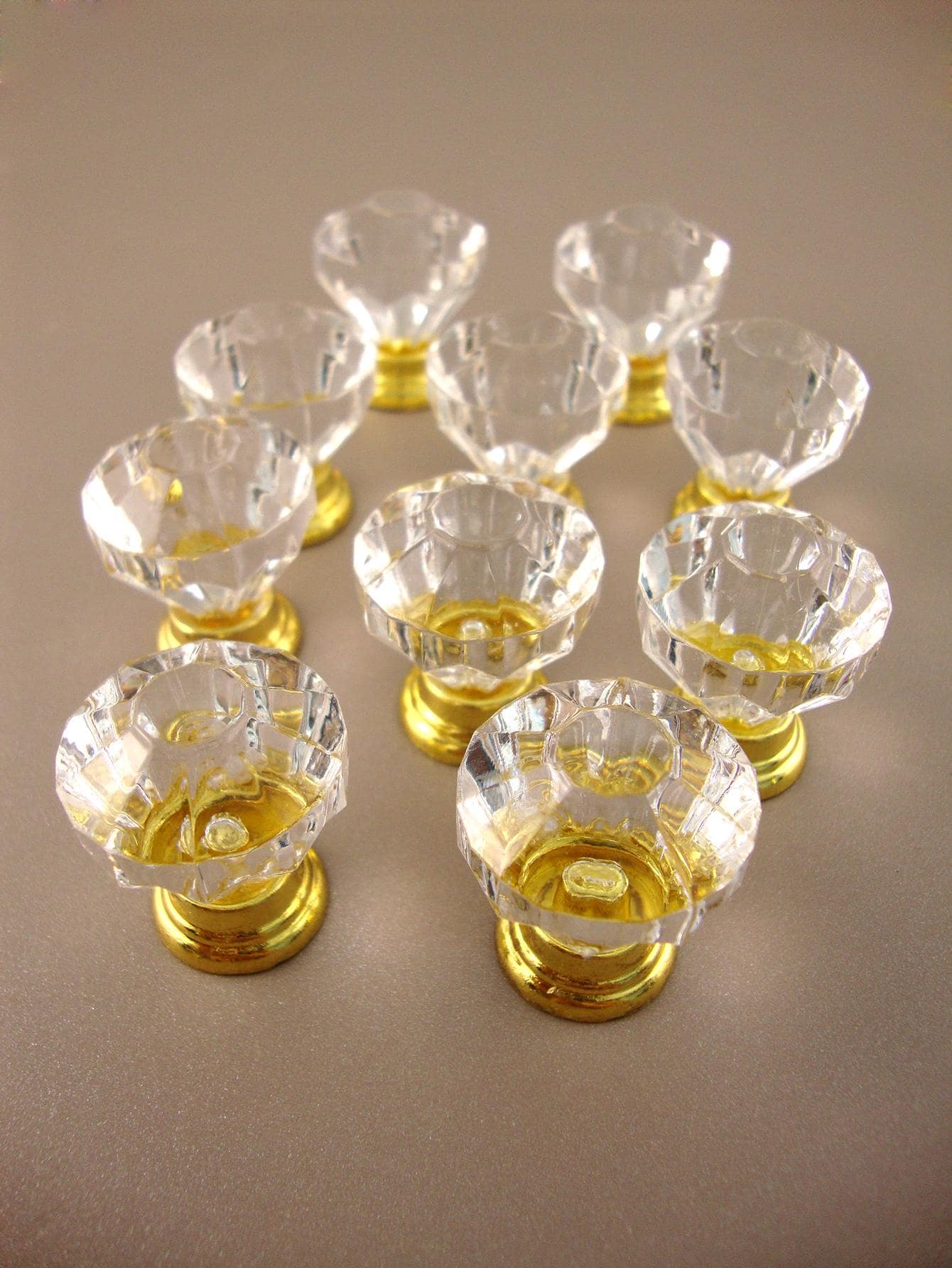10 Cái/bộ PMMA Tủ Núm Tối Giản Giả Pha Lê Thiết Kế Tay Nắm Cửa Tủ Cho Hộ Gia Đình - Vàng - Xem 1