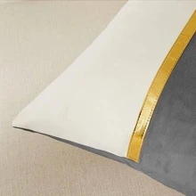1 件纯色拼布简约装饰抱枕套，家居装饰 - 深灰色 - 查看 2