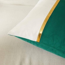 1 pieza Funda de almohada decorativa de unicolor, diseño minimalista de patchwork, decoración del hogar - Verde Oscuro - Ver 4