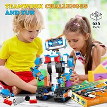 Robot Building Toys For Boys, STEM Projects For Kids Ages 8-12, Remote & APP Controlled Engineering Learning Educational Coding DIY Building Kit Rechargeable Robot Toy Gifts For Girls - 藍色 - 查看 2