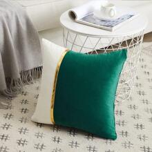 1 pieza Funda de almohada decorativa de unicolor, diseño minimalista de patchwork, decoración del hogar - Verde Oscuro - Ver 5