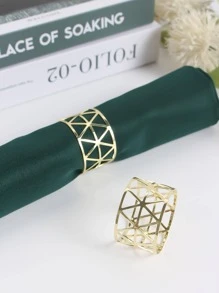 4 Cái/bộ Vòng Khăn Ăn Bằng Thép Không Gỉ, Hiện Đại Rỗng Ra Khăn Ăn Vòng Giá Đỡ Cho Nhà Bếp Bàn Ăn - Vàng - Xem 5