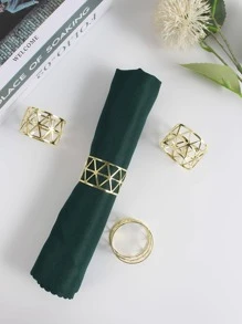 4 Cái/bộ Vòng Khăn Ăn Bằng Thép Không Gỉ, Hiện Đại Rỗng Ra Khăn Ăn Vòng Giá Đỡ Cho Nhà Bếp Bàn Ăn - Vàng - Xem 1