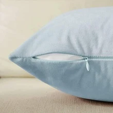 1 vỏ gối đơn sắc thiết kế đơn giản chắp vá, trang trí nhà cửa - Màu xanh nhạt - Xem 4