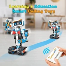 Robot Building Toys For Boys, STEM Projects For Kids Ages 8-12, Remote & APP Controlled Engineering Learning Educational Coding DIY Building Kit Rechargeable Robot Toy Gifts For Girls - 藍色 - 查看 4