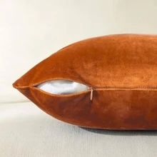1pc Solid Color Patchwork Simple Decorative Throw Pillow Cover, Home Daily Use - Orange - View 3