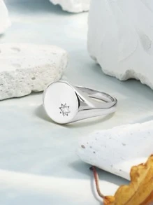 Charm-In 1 chiếc nhẫn đá Zirconia hình ngôi sao tròn màu bạc dành cho nữ, trang sức hàng ngày - Bạc - Xem 4