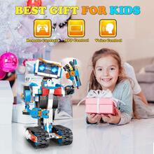 Robot Building Toys For Boys, STEM Projects For Kids Ages 8-12, Remote & APP Controlled Engineering Learning Educational Coding DIY Building Kit Rechargeable Robot Toy Gifts For Girls - 藍色 - 查看 8