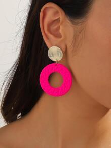 1雙波西m亞編織細節圓形耳墜適合女士適用於度假 - 粉色 - 查看 1