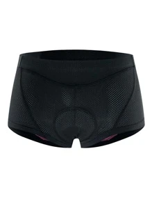 女士單車內褲短褲帶有防震3d凝膠墊女士騎行自行車短褲女士公路山地自行車mtb內褲健身服男款 - 黑色 - 查看 1