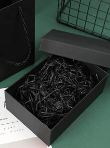 1套黑色嵌套禮品盒和帶蓋禮品袋，黑色禮品盒，豪華禮品盒適合週年紀念、生日、婚禮、情人節、畢業等。 - 黑色 - 查看 3