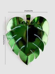 8 piezas Plato en forma de hoja superficie de espejo desechable papel creativo alimento para fiesta - Verde - Ver 2