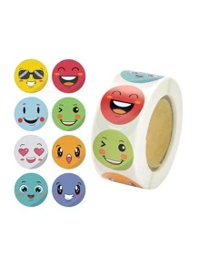 500 pezzi/rotolo di adesivi rotondi carini a cartone animato, etichette adesive per scrapbooking, forniture scolastiche, ritorno a scuola