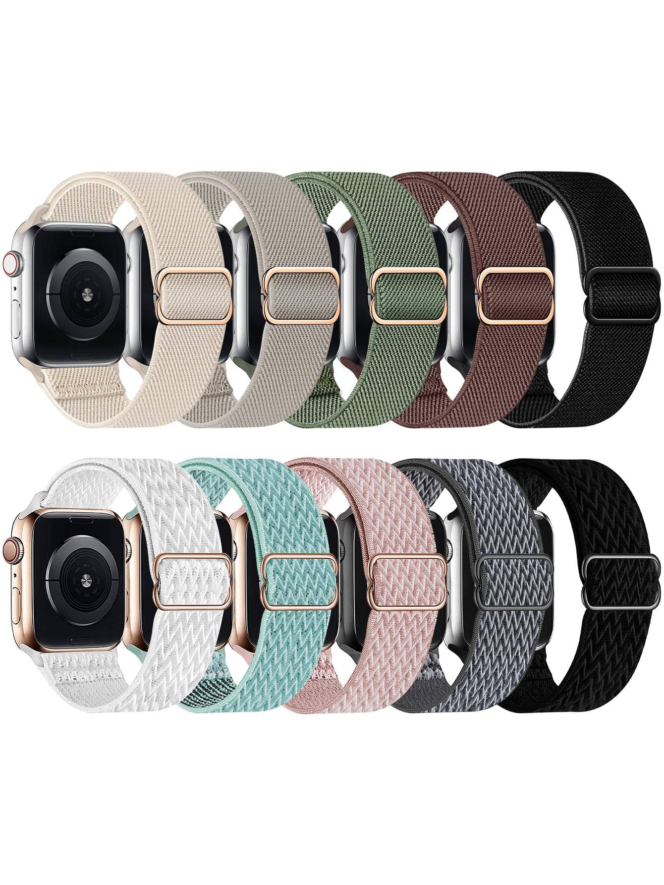 10 cái Dây đeo đồng hồ thông minh thông minh đa năng đàn hồi bằng nylon - Nhiều màu - Xem 1