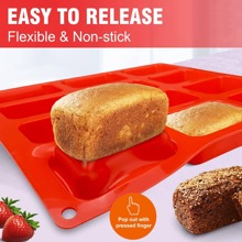 1pc Mini Silicone Molds Petite Loaf, 12 Cup Cupcake Baking Pan - Free Paper Muffin Cups - Non Stick, 100% Silicon & Dishwasher Silicon Bakeware - Red - View 5