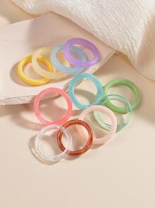 12 cái/bộ Vòng màu hỗn hợp tối giản thời trang dành cho nữ để trang trí hàng ngày - Nhiều màu - Xem 2