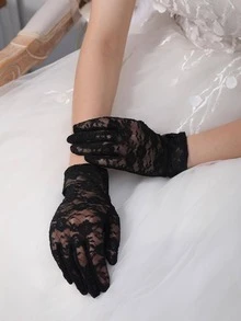 Găng Tay Họa Tiết Hoa - màu đen - Xem 4