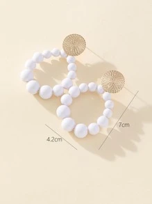 1 Đôi Boho Kết Cấu Hình Tròn & Hạt Trang Trí Bông Tai Giọt Dành Cho Nữ Trang Trí Hàng Ngày - trắng - Xem 3