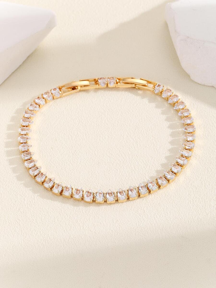 Vòng tay trang trí bằng đá khối Zirconia - Vàng - Xem 1