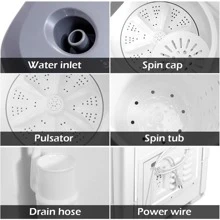 Lifezeal Portable Mini Compact Twin Tub 20Lbs Total Washing Machine Washer Spain Spinner - Grey - View 3