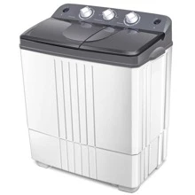 Lifezeal Portable Mini Compact Twin Tub 20Lbs Total Washing Machine Washer Spain Spinner - Grey - View 2