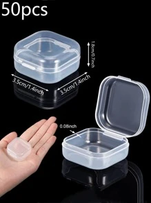 50 Gói Hộp Đựng Trang Sức Hạt Nhựa Trong Suốt Nhỏ Có Nắp Bản Lề Để Đựng Các Vật Dụng Nhỏ, Đồ Thủ Công, Trang Sức, Phần Cứng, 1,37 X 1,37 X 0,7 In, Quà Tặng Cho Ngày Lễ Tình Nhân Trở Lại Trường Học - Trong sáng - Xem 4