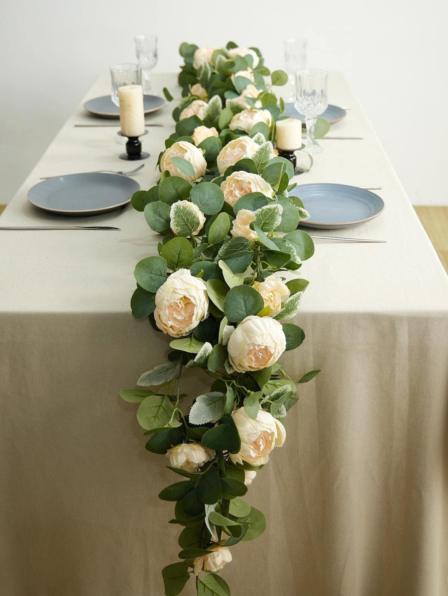 1 件塑料人造花藤，现代人造花环，适用于婚礼、家居装饰、情人节、礼物 - 彩色 - 查看 1